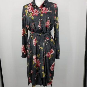 Lularoe Ellie Silky Floral Button Up Midi Shirt Dress- Size XL